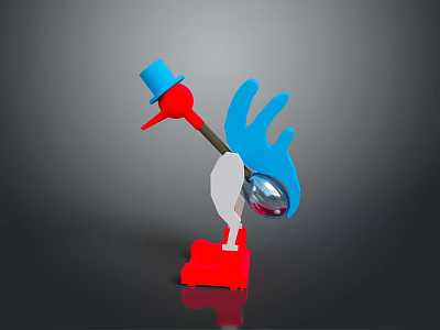 Adorable Animated Animal Character Wearing Blue Hat With Red Base And Silver Accents 3d model