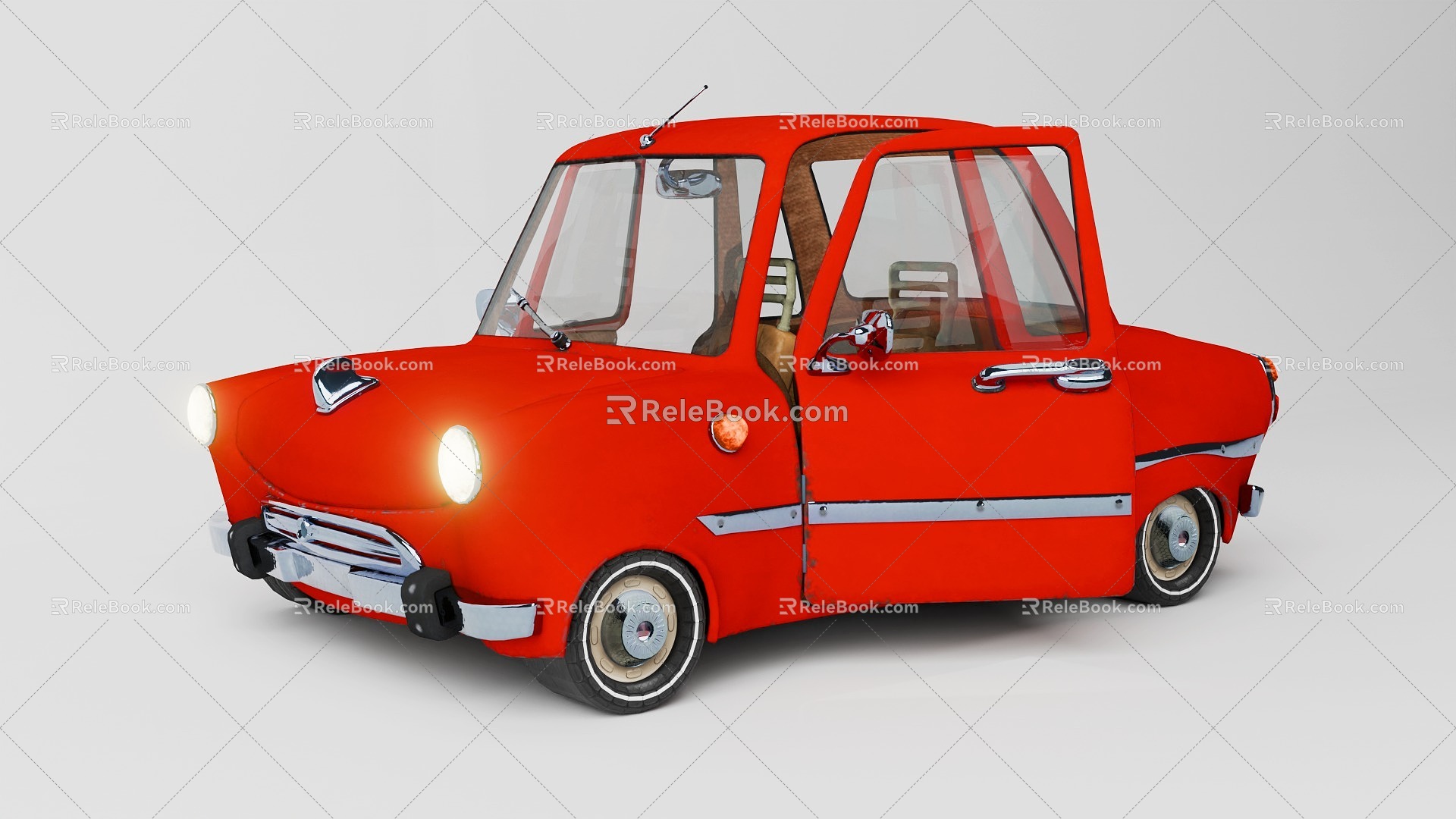 Cartoon car toy car red car 3d model