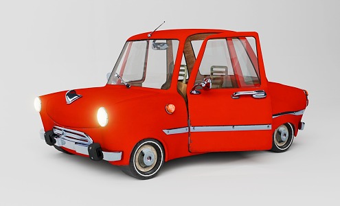 Cartoon car toy car red car 3d model