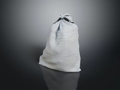 Gray Linen Cloth Bag with Drawstring Closure for Daily Life Supplies Storage 3d model