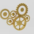 Industrial Equipment With Precision Engineered Golden Interlocking Gears And Mechanical Components