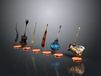 Ancient Historical Weapons Showcasing Intricate Metalwork And Ornate Design Elements 3d model