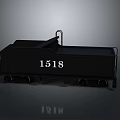 Black Freight Train Car With 1518 Number Metal Wheels And Reflection On Gray Background