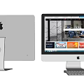 Apple iMac Silver Computer With Thunderbolt Port And Display Screen Showing Web Content Mouse Trackpad