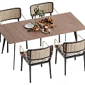 Middle style dining table and chair combination 3d model