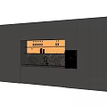 Modern Dark Wood Sideboard With Illuminated Shelf Wine Bottles Black Countertop And Coffee Machine
