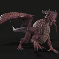 Fierce Mythical Dragon With Reddish Scaled Body Winged Structure And Sharp Claws 3d model