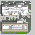 Modern Architecture 3D Model With Building Design Green Landscaping And Road Layout