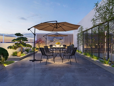 Roof Garden Modern Garden 3d model