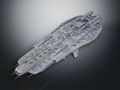 Detailed Interstellar Spaceship with Cosmic Metallic Hull and Advanced Engine Modules 3d model