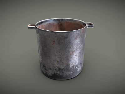 Sturdy Rustic Metal Bucket With Handles For Everyday Laundry And Washing Needs 3d model