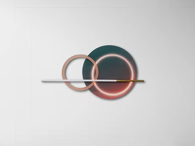 Modern Abstract Wall Decor With Circular Metal Rings And Horizontal Bar 3d model