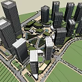 Longfor Commercial Complex with Tall Buildings Burger King Restaurant Green Plants and Fountain