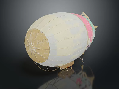 Pastel Colored Space Exploration Hot Air Balloon with White Beige Pink Green Panels and Basket 3d model