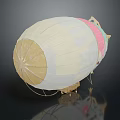 Pastel Colored Space Exploration Hot Air Balloon with White Beige Pink Green Panels and Basket