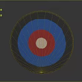 Circular Target With Gray Blue Red And Beige Layers On Dark Background 3d model