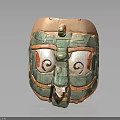 Traditional Green And Orange Decorative Mask With Inlaid Patterns Artistic Facial Attire