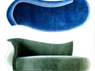 Modern Multi Seater Sofa With Blue And Green Velvet Upholstery And Curved Design 3d model