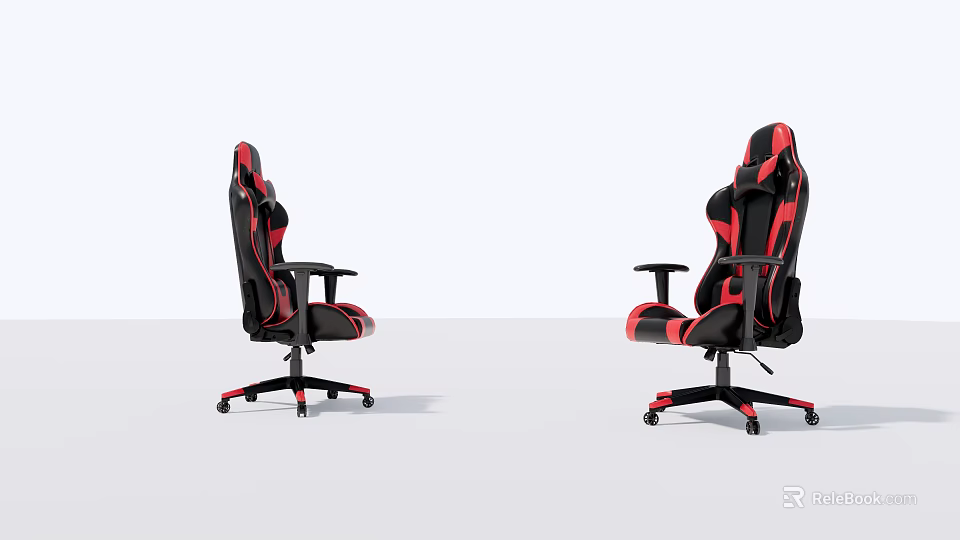 Ergonomic Office Chair with Black and Red Design Swivel Wheels and Armrests 3d model 