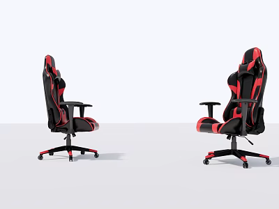Ergonomic Office Chair with Black and Red Design Swivel Wheels and Armrests 3d model