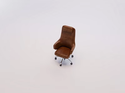 Ergonomic Brown Leather Office Chair With Swivel Wheels Armrests And High Backrest 3d model