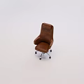 Ergonomic Brown Leather Office Chair With Swivel Wheels Armrests And High Backrest