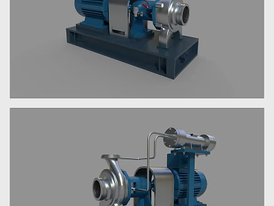 Industrial Equipment Pump With Stainless Steel Motor And Heavy Duty Base Design 3d model