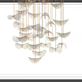 Modern Chandelier with Multiple Hanging Leaf Shaped Metal Elements Unique Contemporary Design 3d model