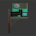 Turquoise Electronic Device With Circular Fan Heat Sink And Metal Stand