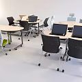 Modern Conference Table Setup With Laptops And Ergonomic Chairs In Office Space 3d model