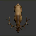 Realistic Deer Figurine With Large Antlers And Brown Fur Standing On Gray Background