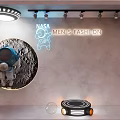 Creative Circular Wall Decor With NASA Astronaut Moon Design And Lighting 3d model