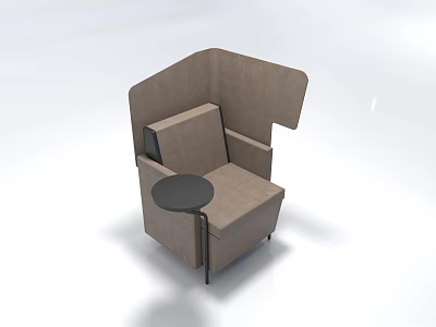 Modern Abstract Sofa In Beige With Irregular Shape And Small Round Table 3d model