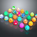 Colorful Easter Egg Decorative Ornament Set With Various Patterns And Vibrant Designs 3d model