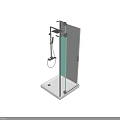 Modern Shower Head System with Glass Shower Enclosure Handheld Sprayer and Stainless Steel Bracket