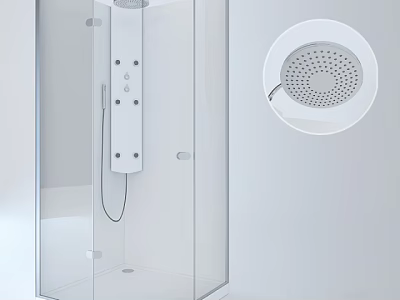 Modern Shower Sauna Interior With Glass Enclosure And Rainfall Shower Head 3d model