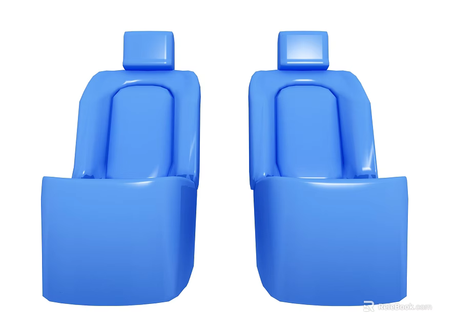 Two Blue Front Car Seats Auto Parts With Comfortable Design 3d model 