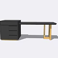 Modern Bar Counter With Black Top Drawers And Wooden Support Frame Design