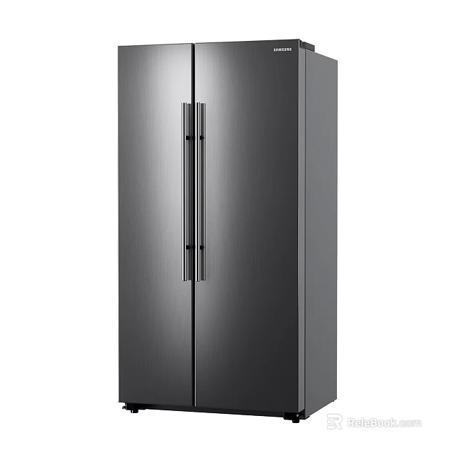 Modern Stainless Steel Refrigerator Freezer With Double Door Sleek Black Finish 3d model 