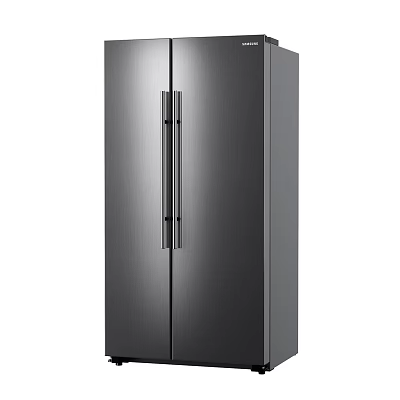 Modern Stainless Steel Refrigerator Freezer With Double Door Sleek Black Finish 3d model