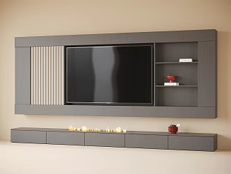 Modern TV background wall TV wall 3d model