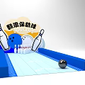 Interactive Zone For Rolling Bowling With Lane Ball And Pins Setup 3d model