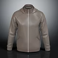 Gray Hooded Jacket With Zipper Closure Long Sleeves Front Pockets Modern Design