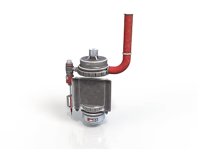 Industrial Metal Equipment With Red Flexible Hose And Valve Regulator 3d model