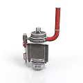 Industrial Metal Equipment With Red Flexible Hose And Valve Regulator
