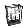 Modern Black Metal Frame Display Shelf with Open White Storage Shelves