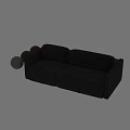Gray Fabric Two Seater Sofa With Modern Design And Foldable Tray Table 3d model