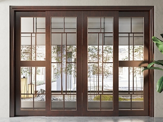 New Chinese-style sliding door 3d model