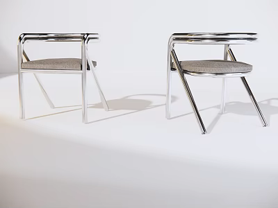 Two Modern Leisure Chairs With Chrome Frame And Fabric Seats For Living Room Decor 3d model