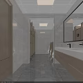 Modern Public Toilet Layout Design With Marble Finish And Separate Men And Women Zones